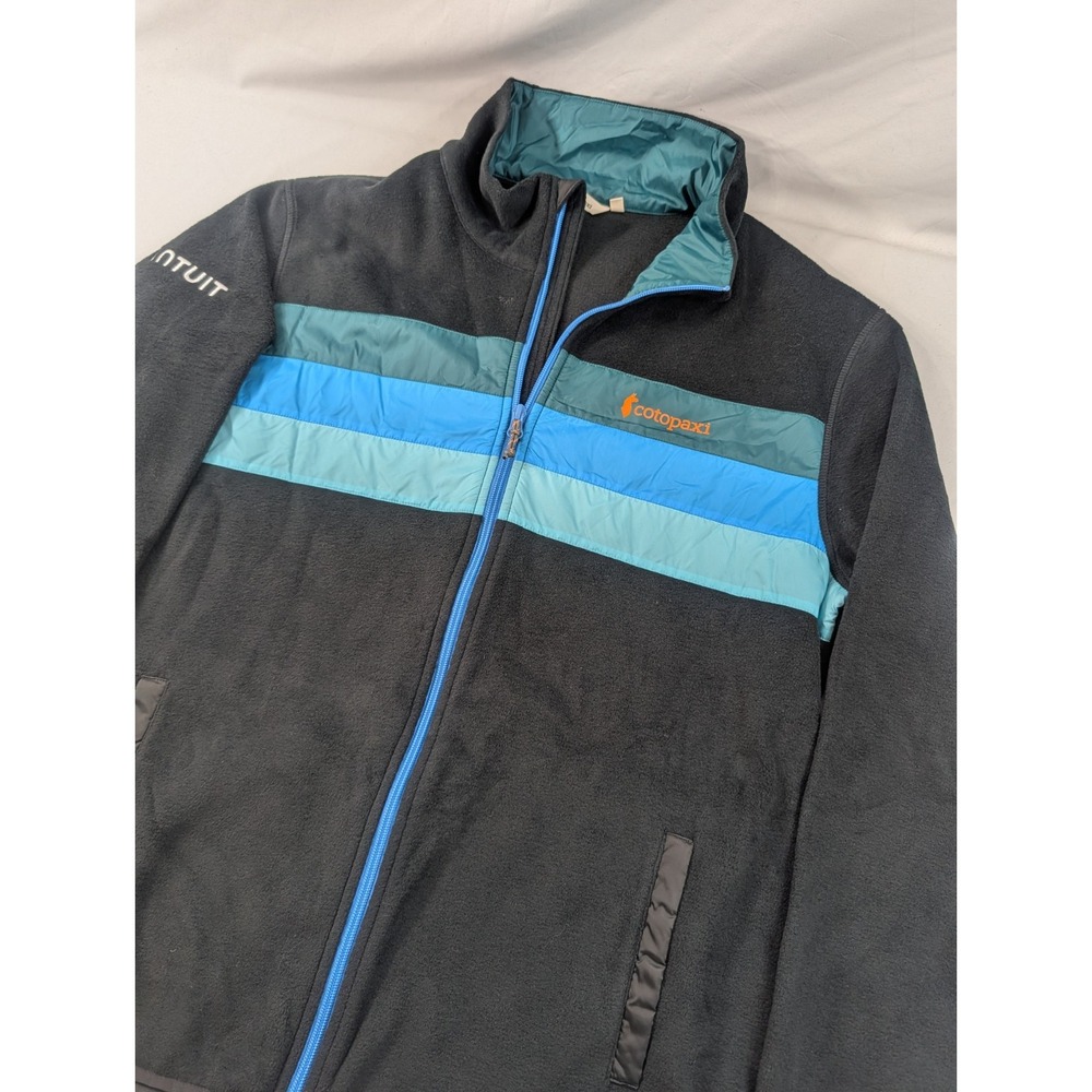 Cotopaxi Mens Teca Fleece Full Zip Jacket Black Striped Size Large INTUIT LOGO